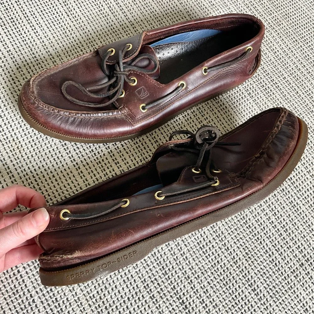 Mahogany Brown Leather Sperry Top Sider Boat Shoes